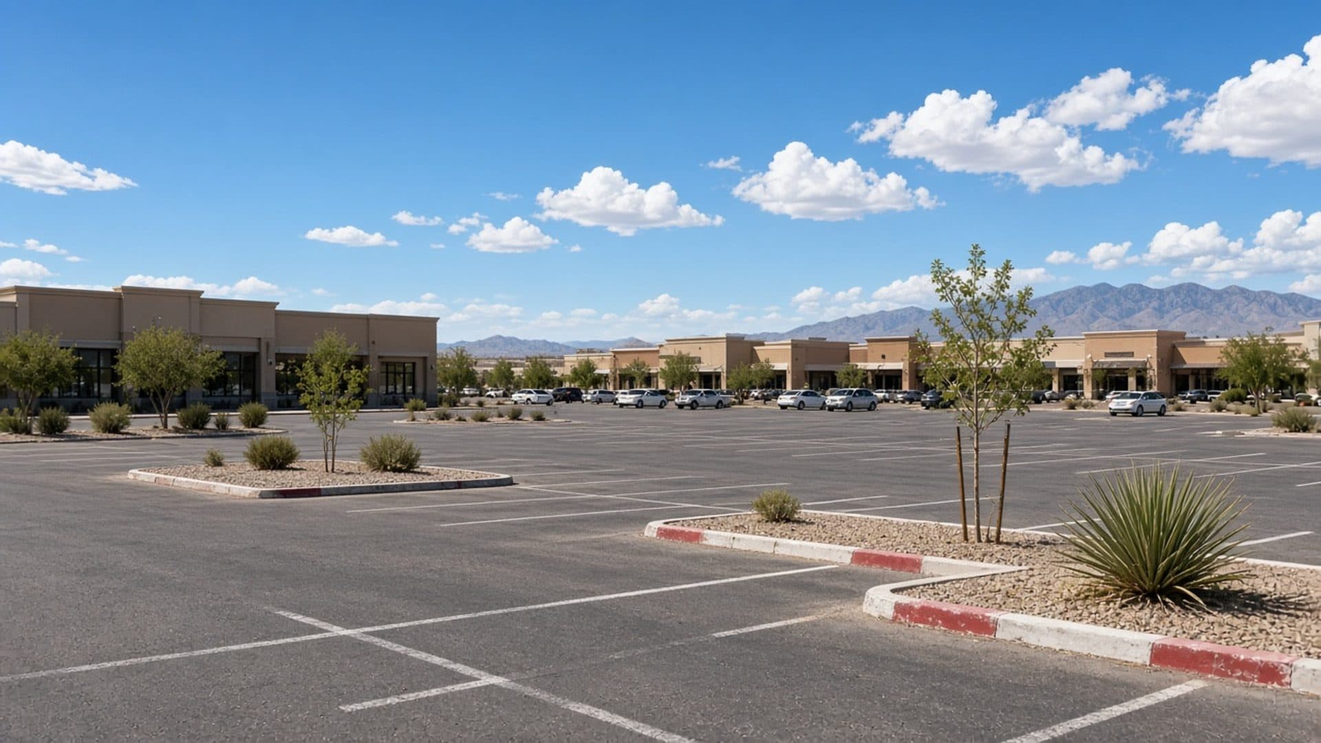 Retail parking lot at a shopping center in Northwest Las Vegas near 5592 Dapple Gray Rd — Parking