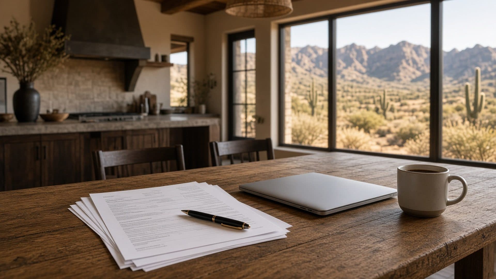 Mortgage pre-approval documents on a dining table in a Homestead West ranch kitchen, Las Vegas — Homestead West Prequalify