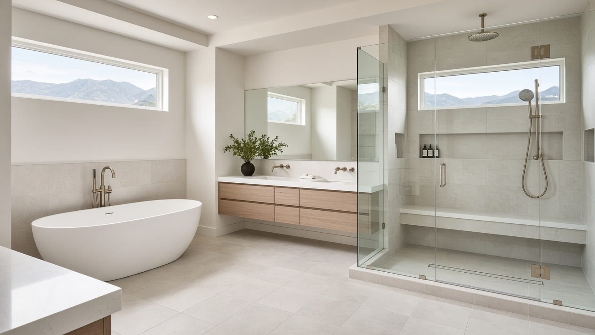 Primary spa bathroom with soaking tub in a Homestead West ranch home, Northwest Las Vegas — Primary spa bath